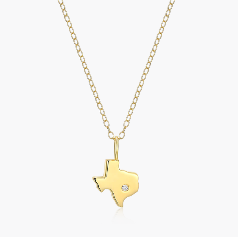 Lab Grown Diamond Texas State Diamond Pendant Necklace in 14k Gold Plated Sterling Silver image number null